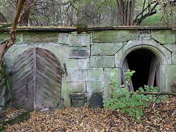 In Recheldorf ist in der Wand zwischen zwei Felsenkellern kopf&uuml;ber ein Quader eingelassen, der aus einem viel &auml;lteren Bauwerk stammt. Manfred Reuter ist auf ihn aufmerksam geworden. Unten sieht man zwei weitere Spolien.  Fotos: G&uuml;nter Lipp