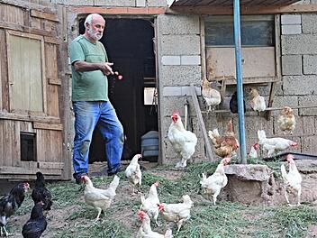 Gärtnermeister Rudolf Schmitt findet bei seinen Tieren einen Ausgleich zum Berufsleben. Da kann er abschalten. Fotos: Helmut Will