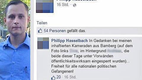 Der Landeschef der Partei "Die Rechte" zeigt sich solidarisch mit den Festgenommenen.  Screenshot: FB