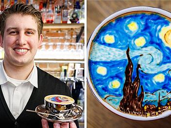 Cappuccino-Kunst im Bayreuther Café '8tto Grammi': Van Gogh aus Milchschaum