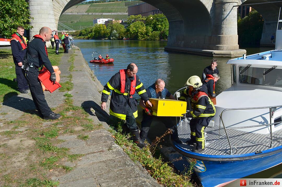 Auto geht im Main in Würzburg unter