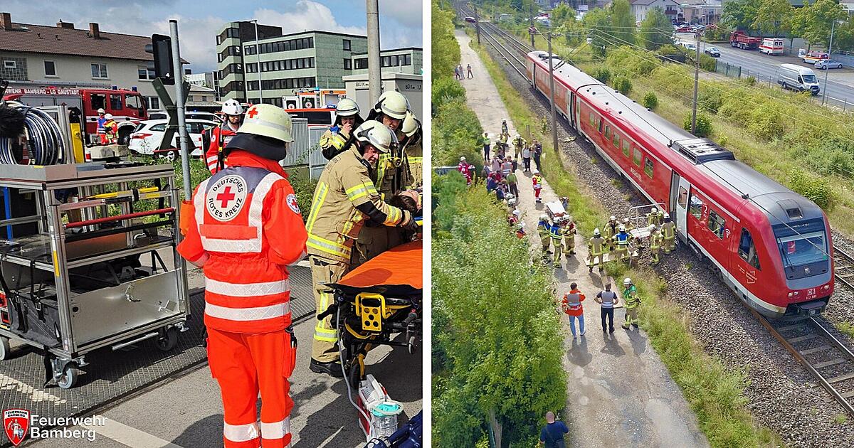 Unfall an Bamberger Bahnübergang simuliert - Feuerwehr probt Ernstfall