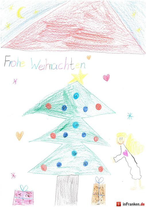 Selbstgemalte Weihnachtsbilder von Kindern aus Franken 2016