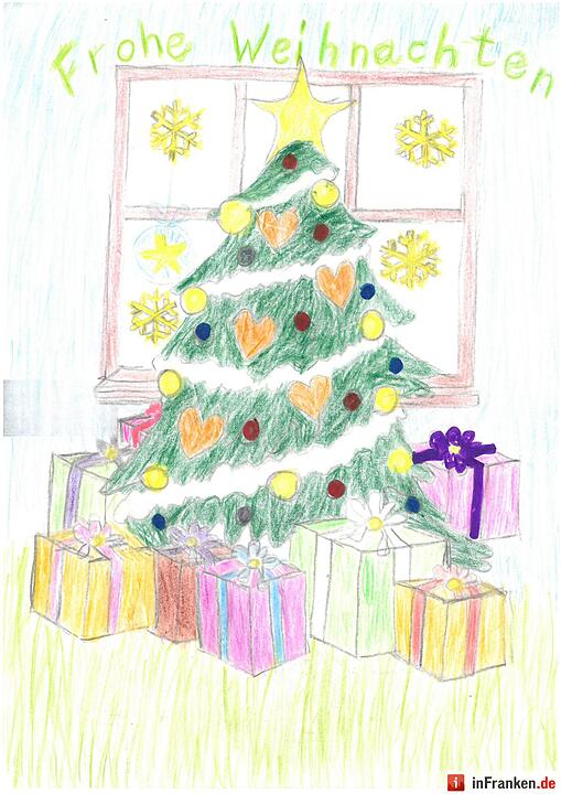 Selbstgemalte Weihnachtsbilder von Kindern aus Franken 2016