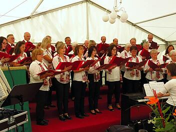 Der Gesangverein Gaiganz beim Auftritt, am Klavier Barbara Dittrich Foto: Dagmar Niemann