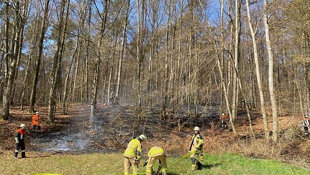 Am Dienstagmorgen brannte es im Wald bei Obereschenbach.  Foto: Feuerwehr
