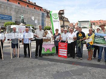 Der Bauernverband machte im August auf dem Bamberger Maxplatz gegen "Schleuderpreise" mobil. Foto: RiegerPress