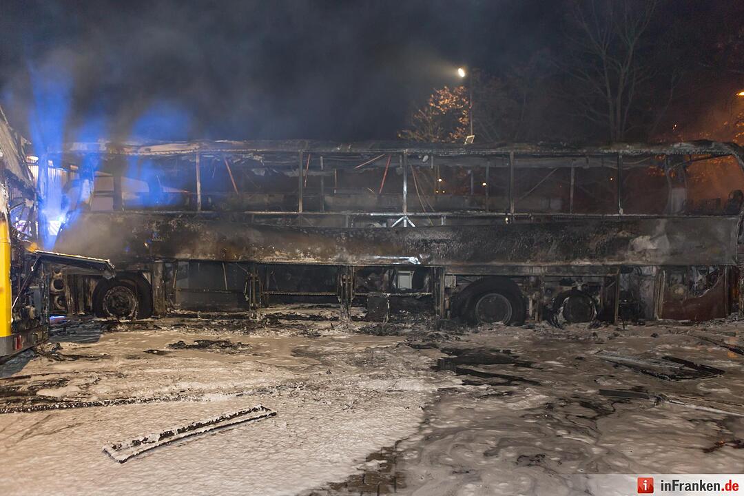 Erste Bilder: Mehrere Busse stehen in Vollbrand