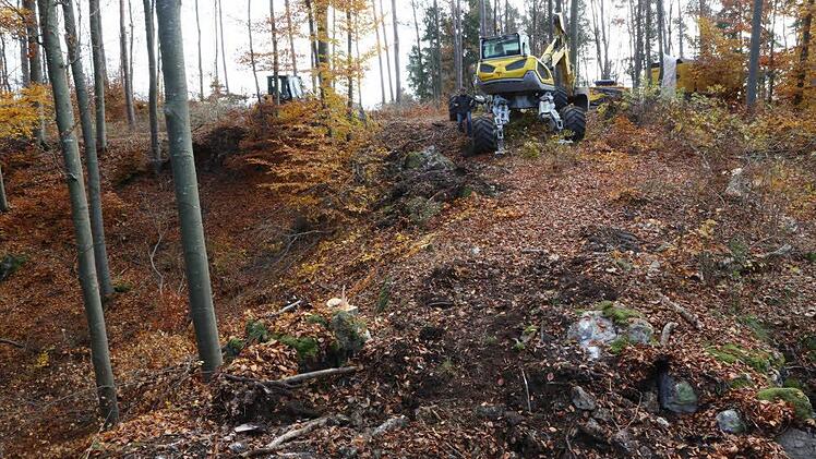 Zunächst wird der Fels von Boden und Bewuchs befreit - per Hand. Foto: Barbara Herbst