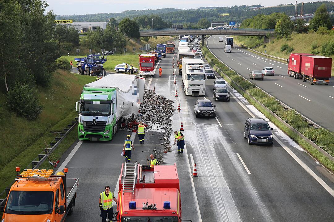 Bierflaschenchaos auf der A9