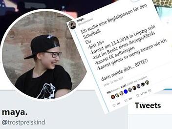 Sie wollte auf keinen Fall alleine auf den Schulball und startete deshalb einen ungewöhnlichen Aufruf auf Twitter. Jetzt hat sie die Qual der Wahl. Foto: Screenshot/Twitter/@trostpreiskind
