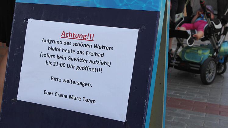 Spezialangebot: Eine Stunde länger geöffnet - falls kein Gewitter kommt.