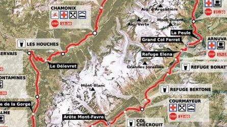 Diese Strecke rund um den Mont Blanc mit Start und Ziel in Chamonix muss und will Matthias Barsch bewältigen.