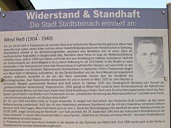 Eine Tafel an der Kapelle in Triebenreuth erinnert an den "Glaubenszeugen des christlichen Glaubens" im deutschen Martyrologium des 20. Jahrhunderts. Foto: Klaus Klaschka