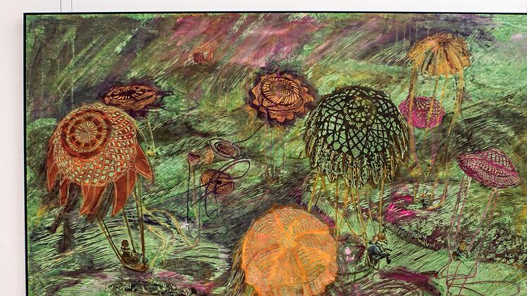 "Auf und ab": Die in Falkensee bei Berlin lebende Künstlerin Sabine Oostermann stellt im Kunstverein Coburg aus.Foto: Jochen Berger