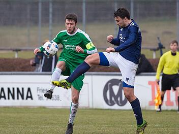 Beim letzten Aufeinandertreffen in der Landesliga-Saison 2017/18 gewann der SV Friesen mit 4:2 gegen den VfL Frohnlach. Der Friesener Kapitän Nils Firnschild (grünes Trikot) erzielte dabei drei Tore. Das Hinspiel hatten die Frohnlacher noch mit 3:0 für sich entschieden. Im Totopokal vor rund zwei Wochen trennten sich beide Teams mit einem 1:1-Unentschieden. Foto: Heinrich Weiß, Archiv