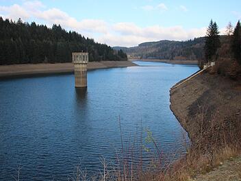 Die Ködeltalsperre ist ein riesiger Wasserspeicher - eingebettet in die idyllische Natur des Frankenwalds. Foto: Andreas Schmitt
