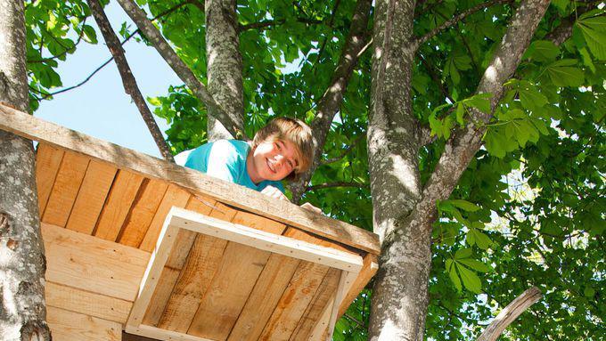Gruppe Kinder im Baumhaus