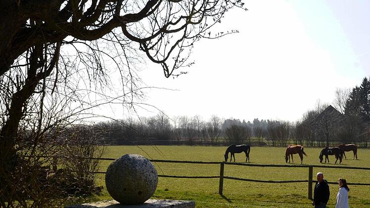 Rudolf Dippold und seine Tochter Melanie aus Michelsreuth blicken sorgenvoll zum Horizont: Dort hinten soll der Lanzendorfer Windpark gebaut werden.  Foto: Dieter Hübner