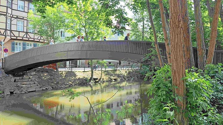 Der runderneuerte Brucknersteg ist seit gestern wieder begehbar. Foto: Stadt Bamberg