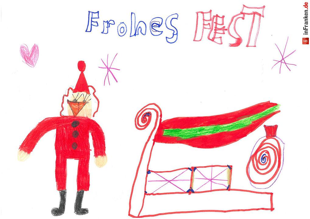 Selbstgemalte Weihnachtsbilder von Kindern aus Franken 2016