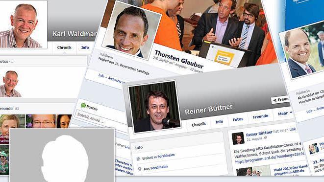 Die fränkischen Gesichter aus dem Wahlkampf sind auch im Internet auf Facebook & Co. präsent. Grafik: Franziska Schäfer