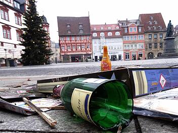 So sah es am Neujahrsmorgen auf dem Coburg Marktplatz aus.Foto: Jochen Berger