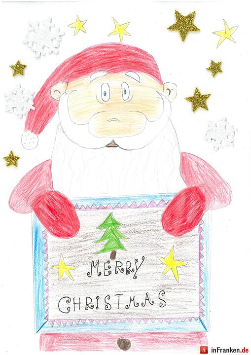 Selbstgemalte Weihnachtsbilder von Kindern aus Franken 2016