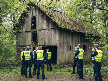Polizisten bei Vermisstensuche