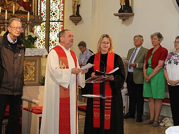 Pfarrer Endres, Pfarrer Beißer und Pfarrerin Knocke (v.l.) beim gemeinsamen Gottesdienst Foto: Franz Galster
