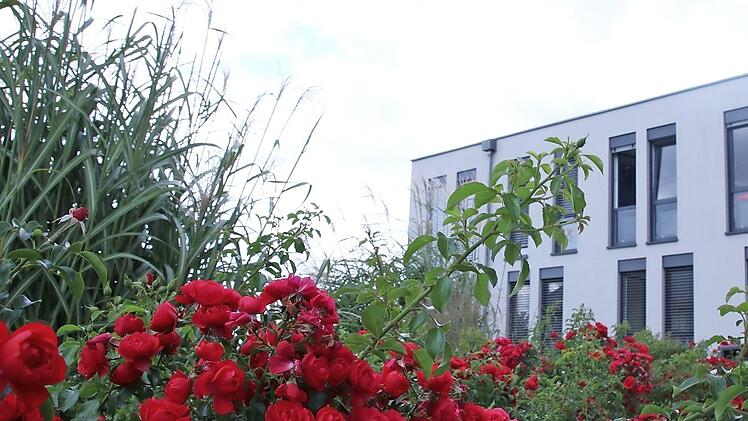 Vor dem Gebäudekomplex der Haßberg-Kliniken in Haßfurt schaut es noch rosig aus. Was die finanzielle Lage des Kommunalunternehmens betrifft, stellt sich die Situation aber ganz anders da. Fotos: Andreas Lösch