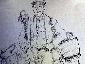 Ein Entwurf des Künstlers Theo Steinbrenner für das Denkmal der "Sander Korbraser" .  Foto: Alfons Beuerlein