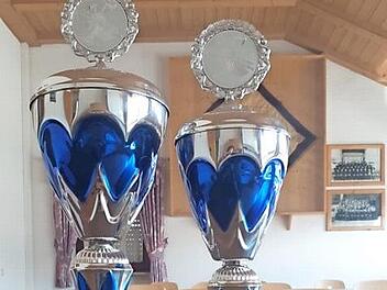 Gleich beide erste Pl&auml;tze der Feuerwehrolympiade gingen an die Jugendfeuerwehr Wachenroth. Daf&uuml;r gab es Pokale Foto: privat