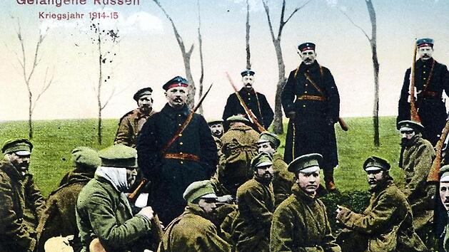 Zeitgen&ouml;ssische Ansichtskarte: Gefangene Russen - Kriegsjahr 1914-15 Repro: Manfred Franze