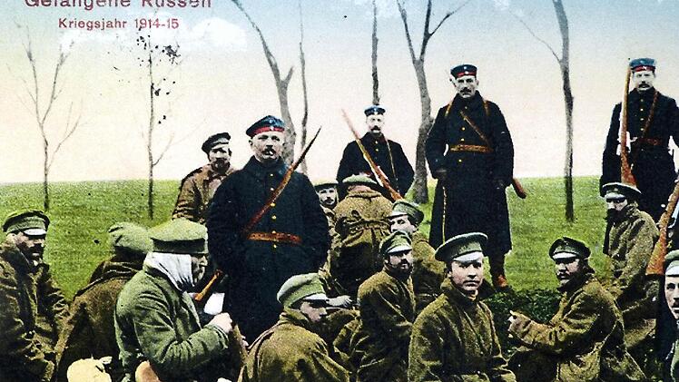 Zeitgenössische Ansichtskarte: Gefangene Russen - Kriegsjahr 1914-15 Repro: Manfred Franze
