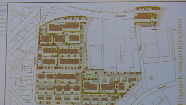Der Plan f&uuml;r das Wohngebiet auf dem Gel&auml;nde des ehemaligen Betonwerks Hemmerlein Foto: Pauline Lindner
