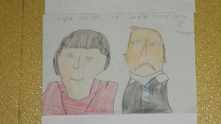 Die Schüler sprachen über das erste Treffen von Merkel und Trump.