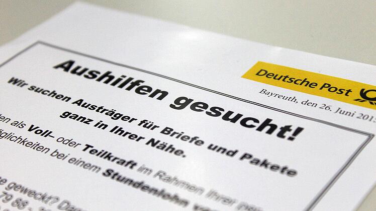 Mit diesem Flyer wirbt die Deutsche Post AG Aushilfs-Austräger für die Bayreuth-Niederlassung an. Die Wurfsendung fanden viele Kulmbacher in ihren Briefkästen. Foto: Jochen Nützel