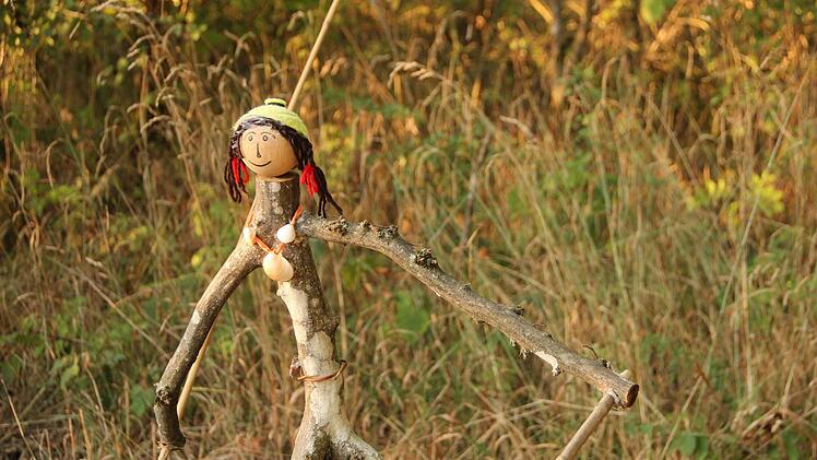 Holzfigur an der Michelskirchruine.Heike Beudert